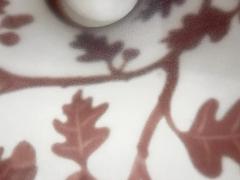1970s Austrian Vintage Art Nouveau Decor Frosted White Brown Overlay Glass Bowl - 4214444