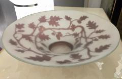 1970s Austrian Vintage Art Nouveau Decor Frosted White Brown Overlay Glass Bowl - 4214449