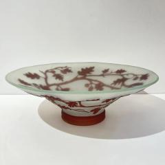 1970s Austrian Vintage Art Nouveau Decor Frosted White Brown Overlay Glass Bowl - 4214450