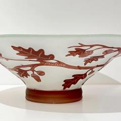 1970s Austrian Vintage Art Nouveau Decor Frosted White Brown Overlay Glass Bowl - 4214451