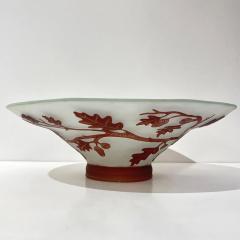 1970s Austrian Vintage Art Nouveau Decor Frosted White Brown Overlay Glass Bowl - 4214453