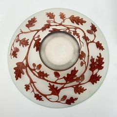 1970s Austrian Vintage Art Nouveau Decor Frosted White Brown Overlay Glass Bowl - 4214454
