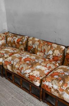 1970s Bamboo Living Room Set Four Module Sofa Bamboo and wood Coffee Table - 4107295