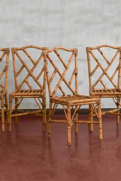 1970s Bamboo and Cane Fabric Dining Set - 3843370