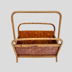 1970s Bamboo and rattan magazine holder - 4131759