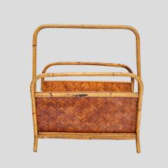 1970s Bamboo and rattan magazine holder - 4131762