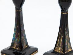 1970s Black Gold Candle Holders Pair - 2841754