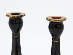 1970s Black Gold Candle Holders Pair - 2841755
