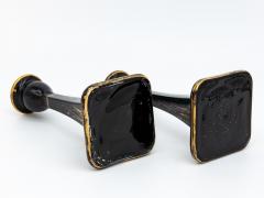 1970s Black Gold Candle Holders Pair - 2841756