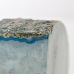 1970s Blue Quartz Stone Bookends Ethereal Blue - 3625016