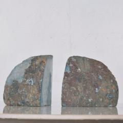 1970s Blue Quartz Stone Bookends Ethereal Blue - 3625019