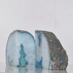 1970s Blue Quartz Stone Bookends Ethereal Blue - 3625021