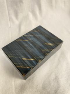 1970s Blue tiger eye stone boxe - 3719877