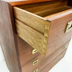 1970s Bo Danica Modern Teak Tall Dresser with Brass Pulls La Jolla CA - 3010578