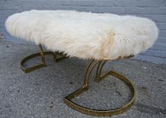 1970s Brass Bench with Sheepskin Seat - 276736