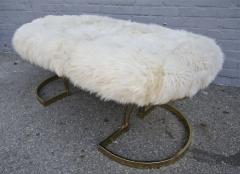 1970s Brass Bench with Sheepskin Seat - 276743