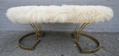 1970s Brass Bench with Sheepskin Seat - 276745