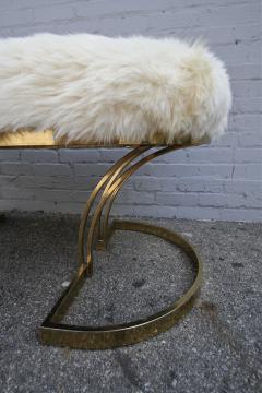 1970s Brass Bench with Sheepskin Seat - 276747