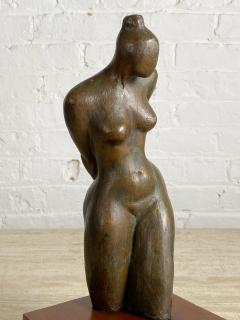 1970s Bronze Figural Nude Sculpture on Wood Base - 2682483