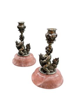 1970s Bronze and quartz candle holder - 4372464