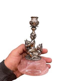 1970s Bronze and quartz candle holder - 4372467