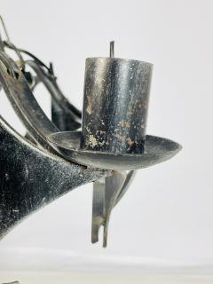 1970s Brutalist Modernist Wrought Iron Chandelier with Geometric Design - 4202470