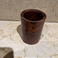 1970s Burlwood Cup Holder Pen Holder Desk Accessory - 3677819