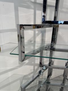 1970s Chrome Glass Geometric tag re Bookshelf - 4312170