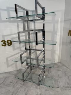 1970s Chrome Glass Geometric tag re Bookshelf - 4312174