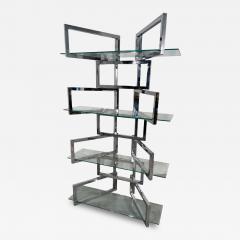 1970s Chrome Glass Geometric tag re Bookshelf - 4312204