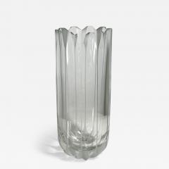 1970s Crystal Flower Vase Scandinavian Modern Art Glass Scallop - 2994143