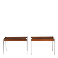 1970s Danish pair of post modern 27 rosewood chrome side tables - 4463148