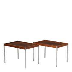 1970s Danish pair of post modern 27 rosewood chrome side tables - 4463871