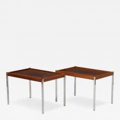1970s Danish pair of post modern 27 rosewood chrome side tables - 4463874