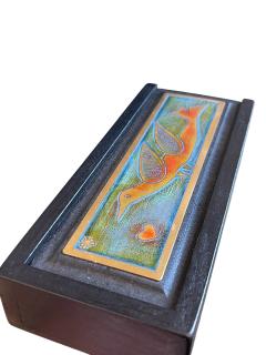 1970s Decorative etched brass table box by Jean Pierre Chevalier - 4619110