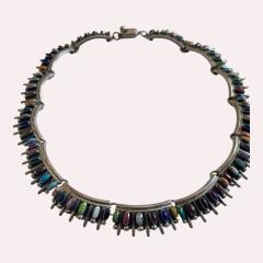 1970s Enamel and silver necklace - 4721141
