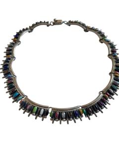 1970s Enamel and silver necklace - 4721143
