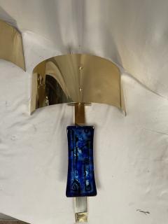 1970s Enameled and brass sculptural sconces - 3985703