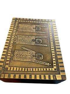 1970s Etched brass d corative box by Jean Pierre Chevalier - 4289208
