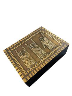 1970s Etched brass d corative box by Jean Pierre Chevalier - 4289210