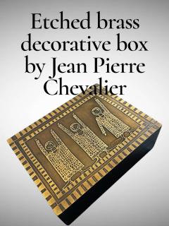 1970s Etched brass d corative box by Jean Pierre Chevalier - 4289211