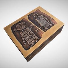 1970s Etched brass hand made decorative box by Jean Pierre Chevalier - 4619203