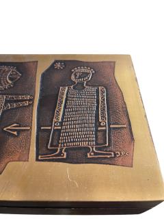 1970s Etched brass hand made decorative box by Jean Pierre Chevalier - 4619205