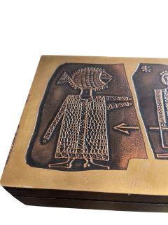 1970s Etched brass hand made decorative box by Jean Pierre Chevalier - 4619206