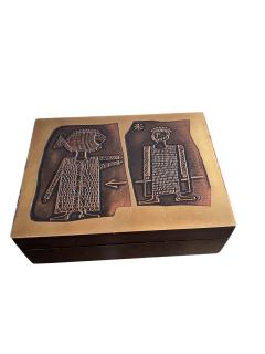 1970s Etched brass hand made decorative box by Jean Pierre Chevalier - 4619320