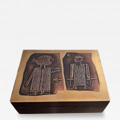 1970s Etched brass hand made decorative box by Jean Pierre Chevalier - 4619322