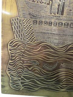 1970s Etched brass panel designed by French artist Jean Pierre Chevalier - 4492060