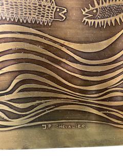 1970s Etched brass panel designed by French artist Jean Pierre Chevalier - 4492062