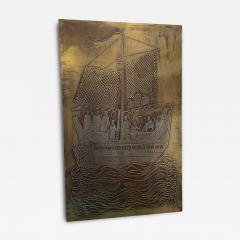 1970s Etched brass panel designed by French artist Jean Pierre Chevalier - 4492167