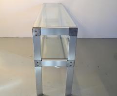 1970s French Glass Shelves and Aluminum Frame Console  - 1136346